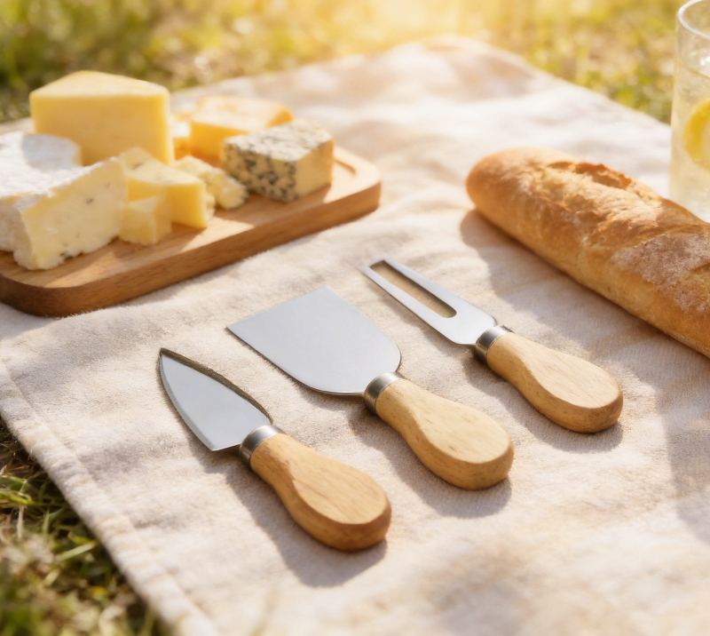 Juego de cuchillos para queso de madera de roble de 3 piezas