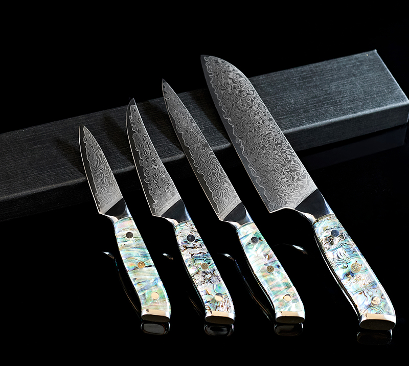 Cuchillo de chef con hoja de acero de Damasco HS1046 y mango de resina