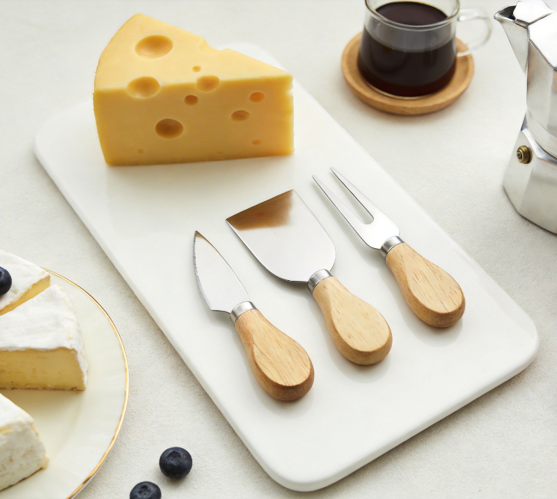HS4234 Juego de cuchillos para queso de madera de roble de 3 piezas con caja de color libro