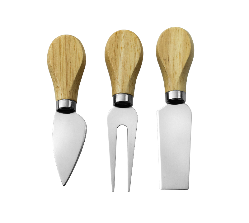 Juego de 4 cuchillos para queso de madera de roble con tabla para queso