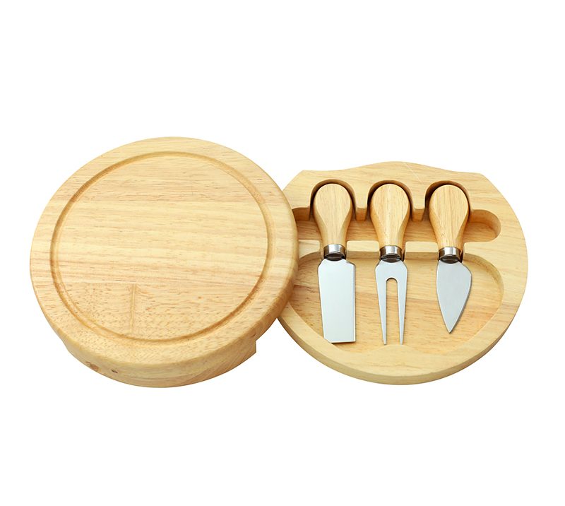 Juego de 4 cuchillos para queso de madera de roble con tabla para queso
