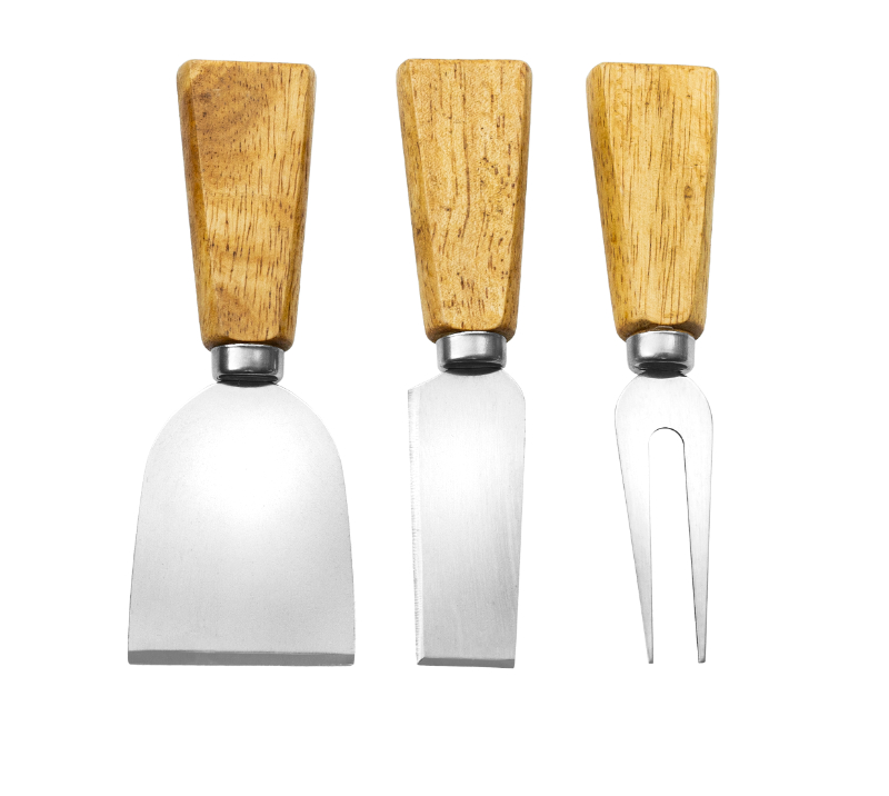 Juego de cuchillos para queso de madera de roble de 5 piezas con tabla para queso HS4267