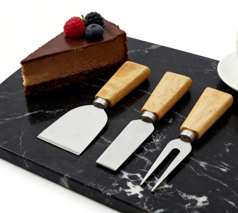 Juego de cuchillos para queso de madera de roble de 5 piezas con tabla para queso HS4267