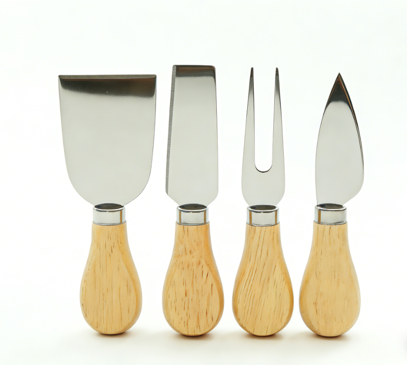 HS4114 Juego de cuchillos para queso de madera de roble de 5 piezas con tabla para queso