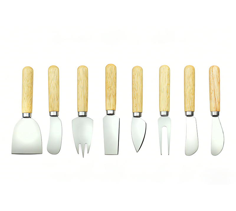 Juego de cuchillos para queso de madera de roble de 8 piezas