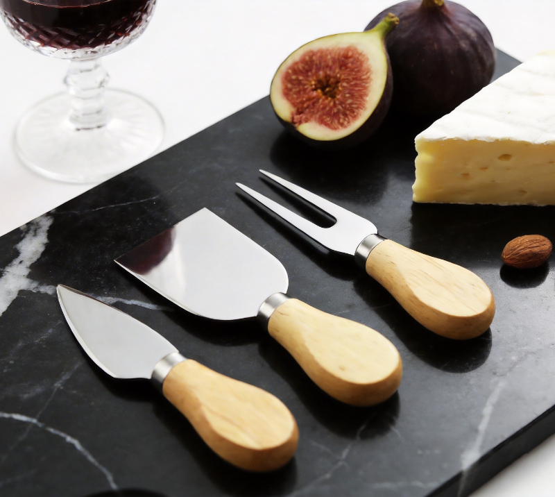 HS4234 Juego de cuchillos para queso de madera de roble de 3 piezas con caja de color libro