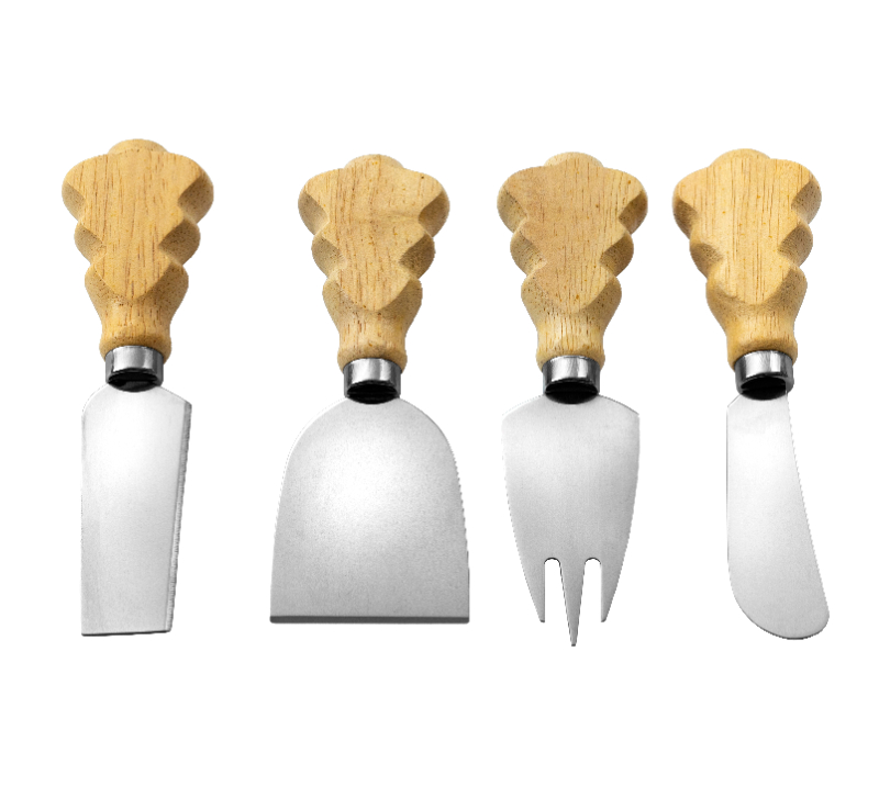 Juego de cuchillos para queso de madera de roble de 5 piezas con tabla para queso HS4253