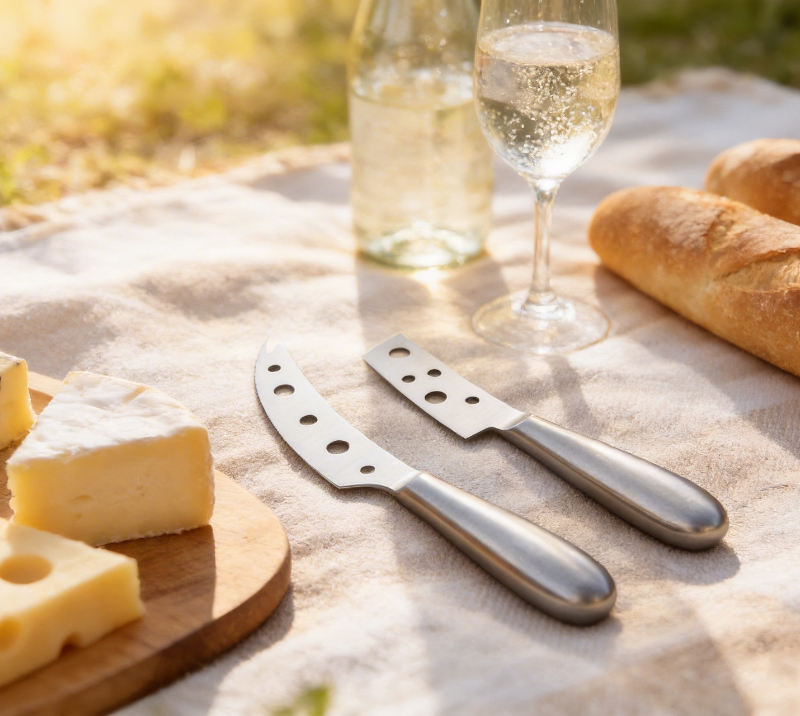 Juego de cuchillos para queso de acero inoxidable de 2 piezas