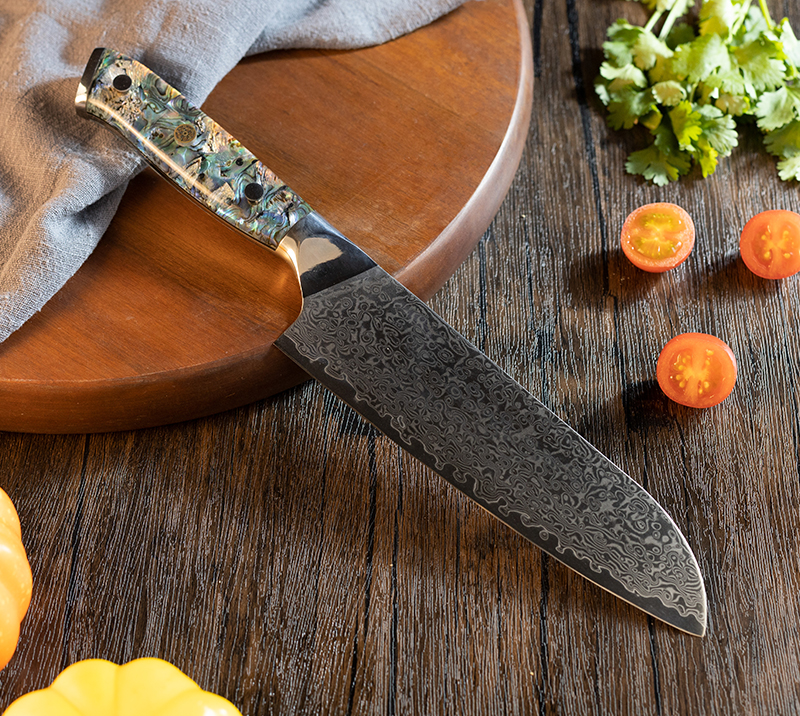 Cuchillo de chef con hoja de acero de Damasco HS1046 y mango de resina
