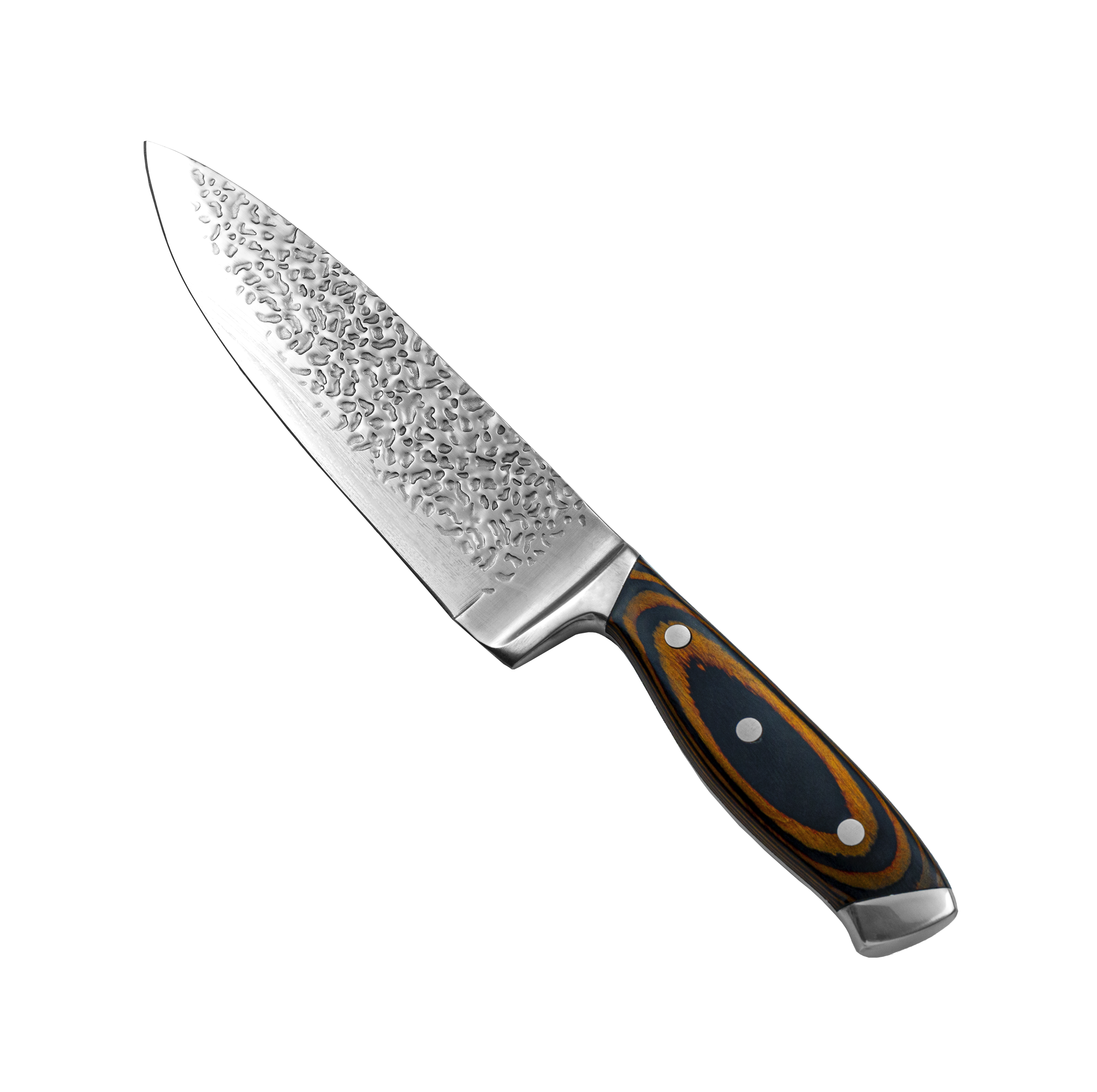 HS3078 Juego de 7 cuchillos de cocina con mango de madera y doble hoja con dise&ntilde;o de martillo y made