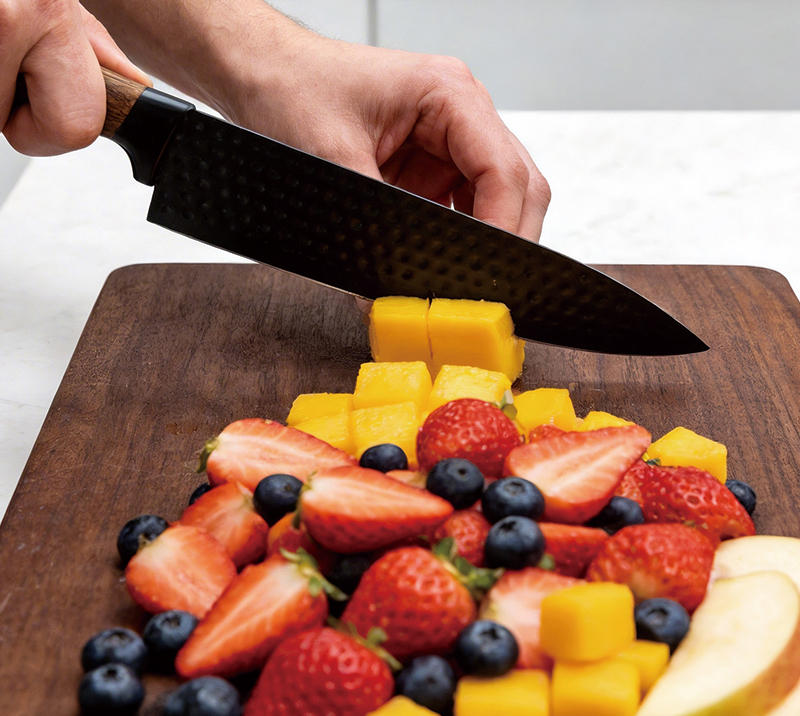 Juego de cuchillos de cocina martillados de 6 piezas con mango de madera
