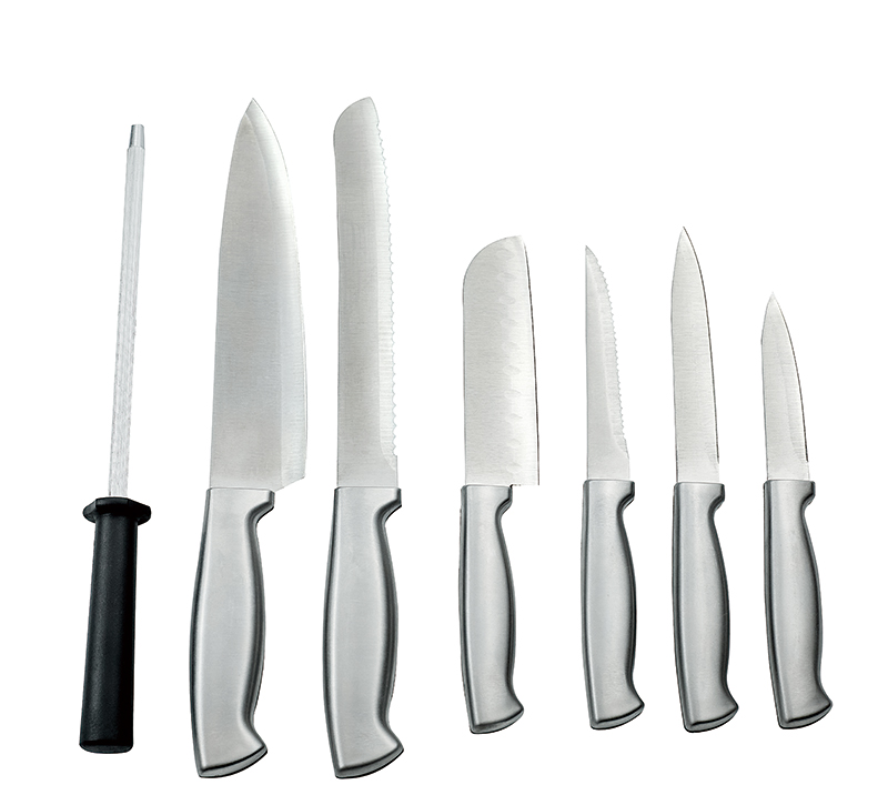Juego de cuchillos de 8 piezas con mango de acero inoxidable HS2010