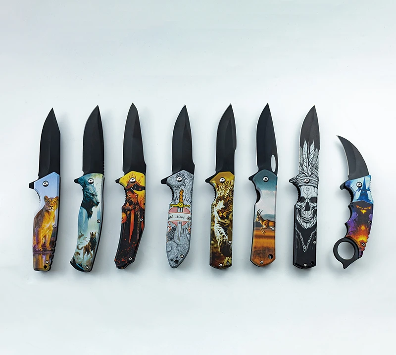 Cuchillo plegable con estampado de dibujos animados: multiherramienta port&aacute;til para exteriores