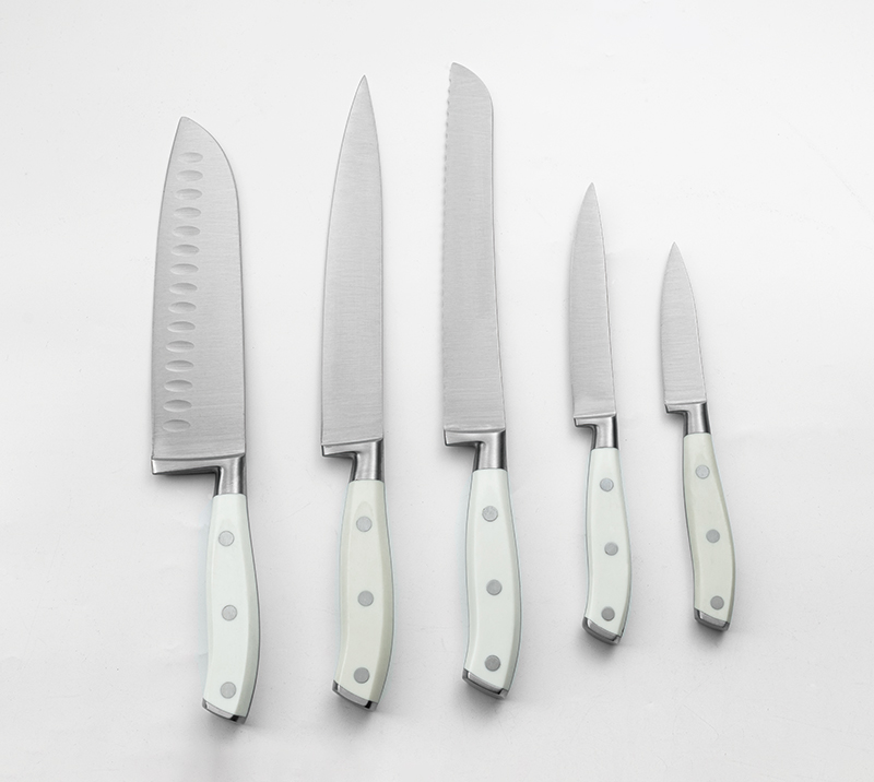 HS3039 Juego de cuchillos de cocina con mango de doble cabeza de acero y ABS forjado de 6 piezas, su