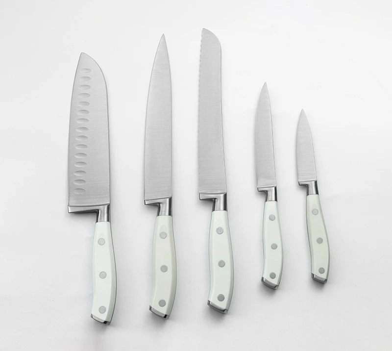 HS3039, 5 piezas, cuchillo de cocina con mango de doble cabeza de acero y ABS forjado de alta calida