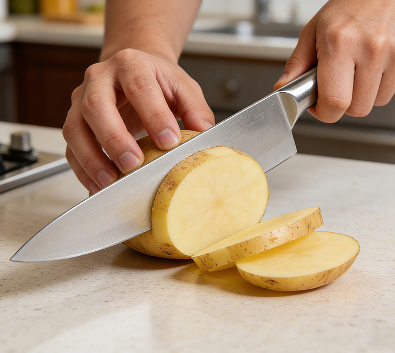 Juego de cuchillos de cocina de acero inoxidable con mango hueco HS2010 de 9 piezas