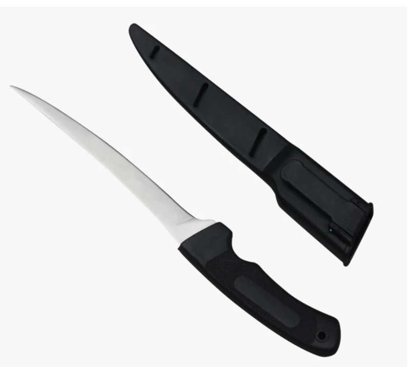 Cuchillo profesional afilado de acero inoxidable para exteriores FK7 con funda de seguridad