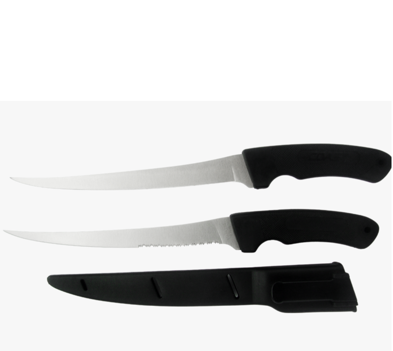 Juego de cuchillos para filetear de acero inoxidable de 2 piezas FK2 con funda, cuchillos de pesca c
