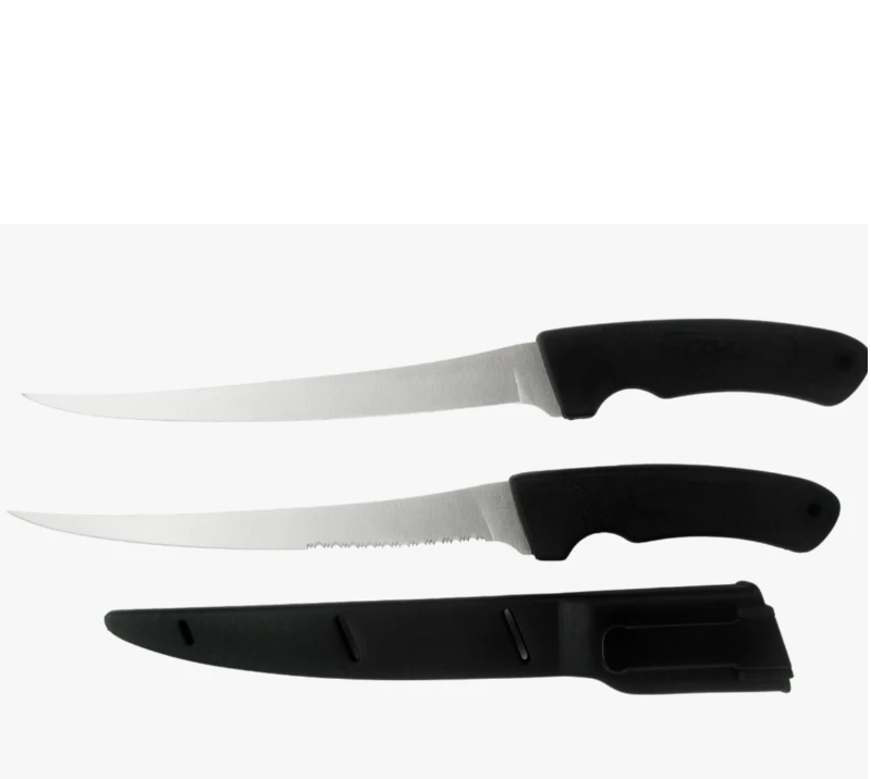 Juego de cuchillos para filetear de acero inoxidable de 2 piezas FK2 con funda, cuchillos de pesca c