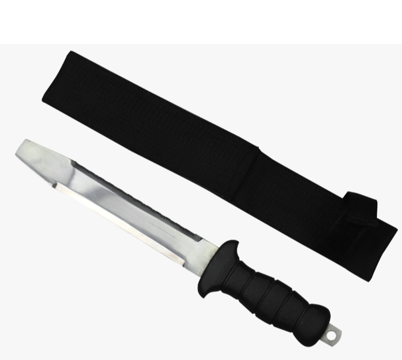 Cuchillo de supervivencia con hoja Tanto de acero inoxidable FK22 con funda de nailon y c&aacute;mara de ca