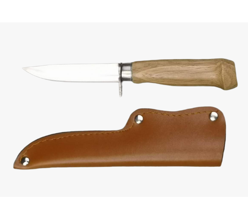Cuchillo para exteriores con hoja de acero inoxidable FK35A 3Cr13, mango de madera de caucho y funda