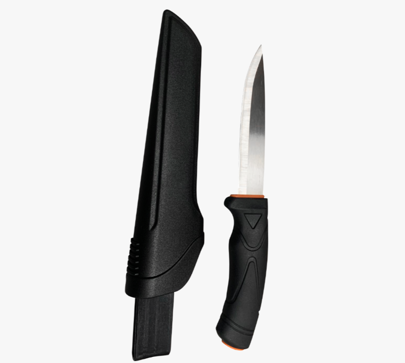 Cuchillo para exteriores de hoja recta fija de acero inoxidable FK312 con mango de PP y funda de seg