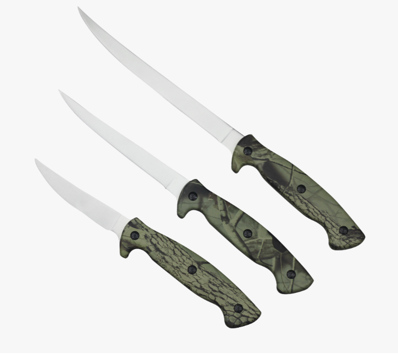 Juego de cuchillos para filetear de acero inoxidable FK89 de 3 piezas para exteriores y pesca