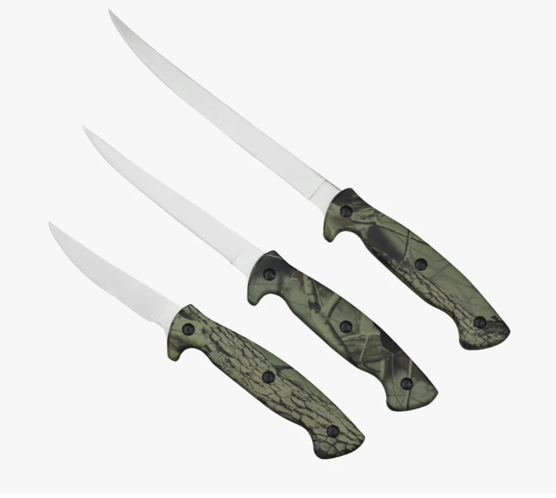 Juego de cuchillos para filetear de acero inoxidable FK89 de 3 piezas para exteriores y pesca