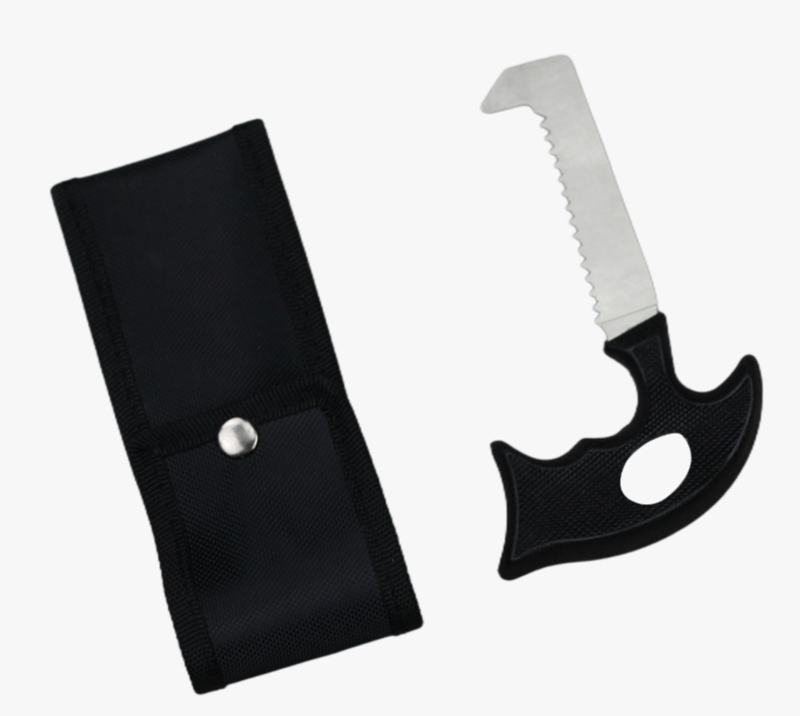 Cortador de hilo de buceo FK48 con funda de nailon, herramienta de corte dentada de acero inoxidable