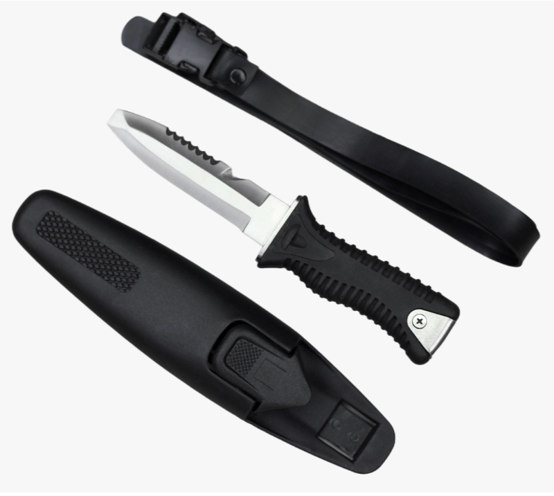 Juego de cuchillos para exteriores con hoja dentada de acero inoxidable FK45A de 3 piezas con funda,