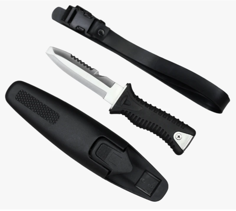 Juego de cuchillos para exteriores con hoja dentada de acero inoxidable FK45A de 3 piezas con funda,