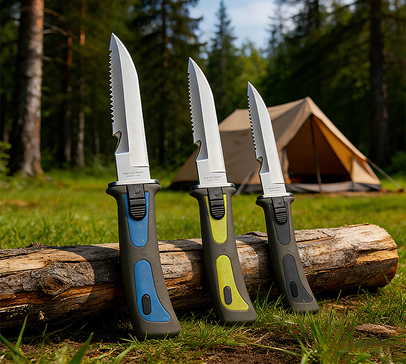 Juego de cuchillos de pesca de acero inoxidable FK6 de 3 piezas para acampar y cocinar al aire libre