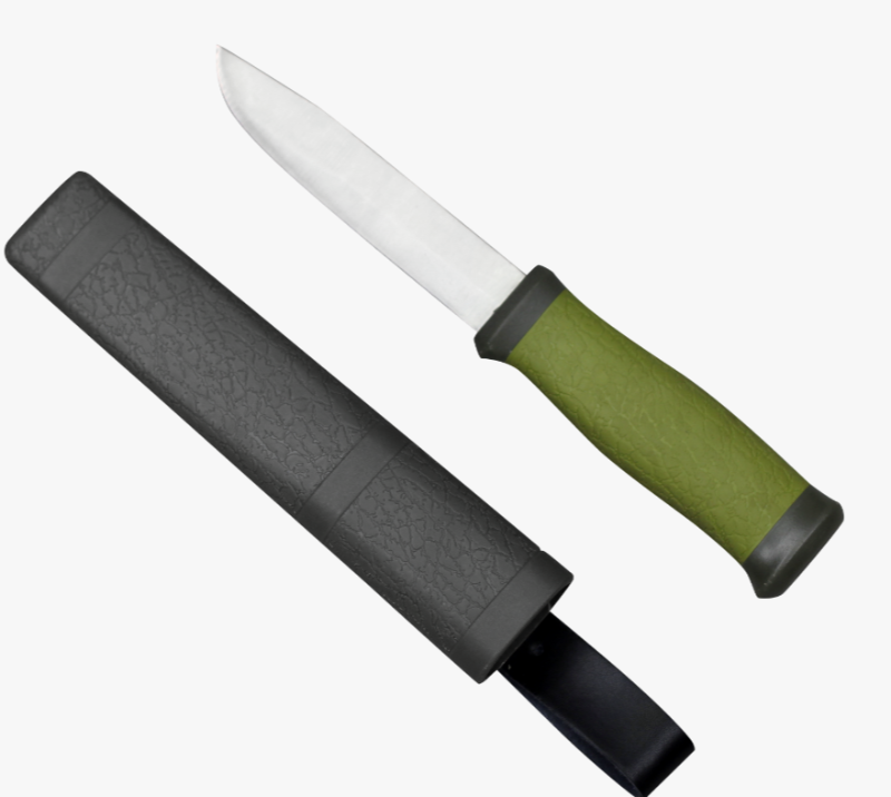 Cuchillo de hoja fija de acero inoxidable FK184 3CR13 con mango de TPR+PP y funda de PP