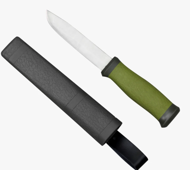 Cuchillo de hoja fija de acero inoxidable FK184 3CR13 con mango de TPR+PP y funda de PP