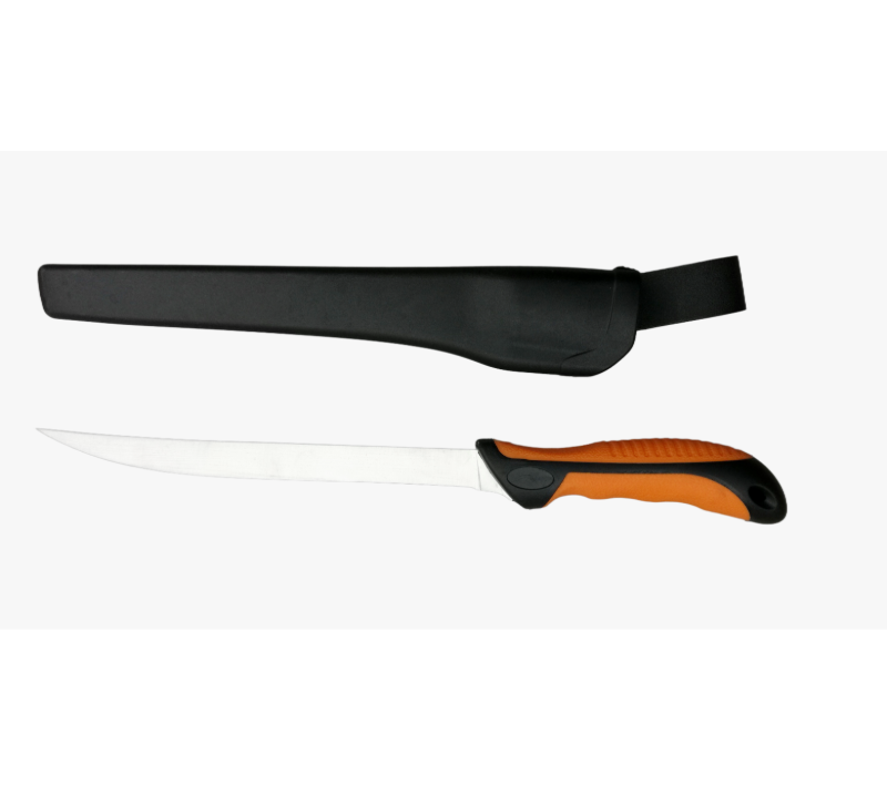 Cuchillo de hoja fija de acero inoxidable FK207 3CR13 con mango de TPR+PP y funda de PP
