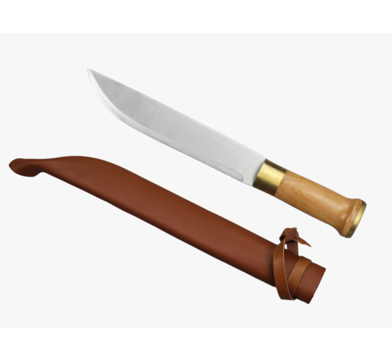 Cuchillo de hoja fija con mango de madera FK87 y funda de cuero, herramienta de caza para exteriores