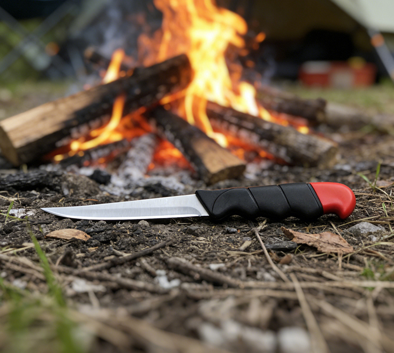 Cuchillo para exteriores con hoja de acero inoxidable FK28 3CR13, mango de PP y funda de seguridad