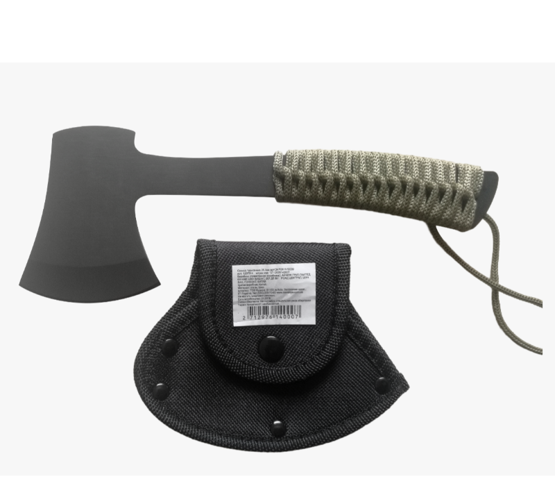 Hacha de camping de acero inoxidable FK275 3CR13 con mango envuelto en cuerda de paraca&iacute;das y funda