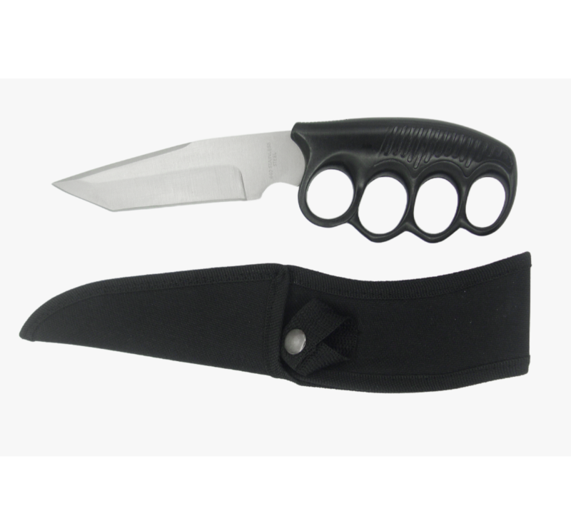 Daga de empuje de acero inoxidable FK52 con funda de nailon, cuchillo de supervivencia para defensa