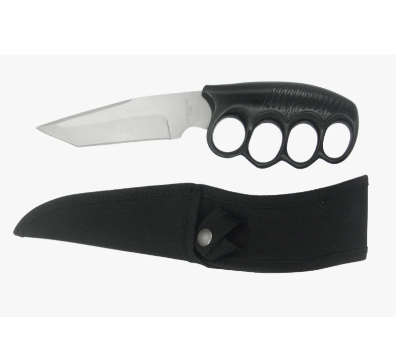 Daga de empuje de acero inoxidable FK52 con funda de nailon, cuchillo de supervivencia para defensa