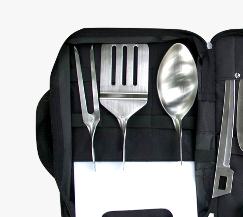 FKS04 Juego de herramientas para barbacoa profesional de 12 piezas con bolsa de transporte, kit de u