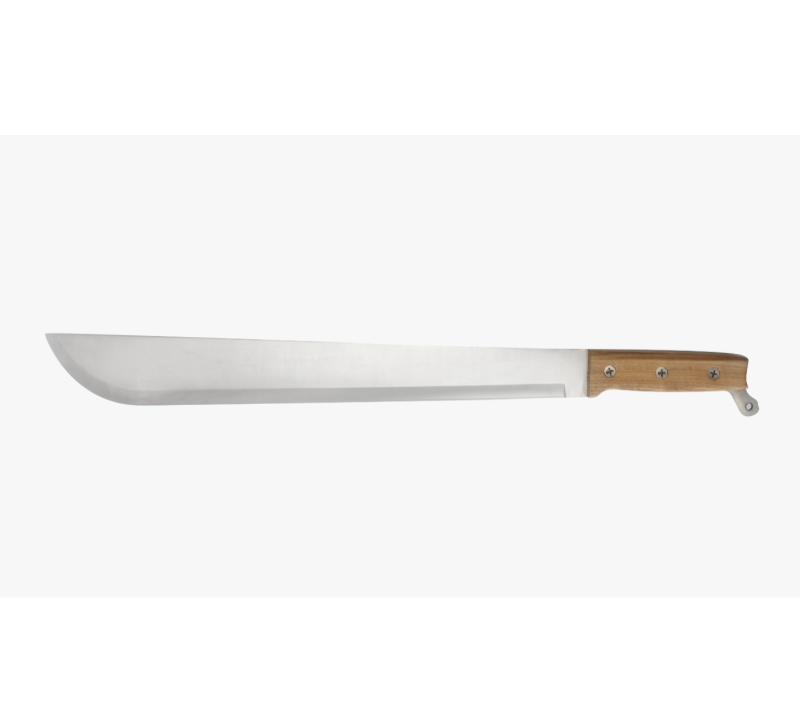 S1019 Machete largo con mango de madera, cuchilla de acero inoxidable resistente para supervivencia