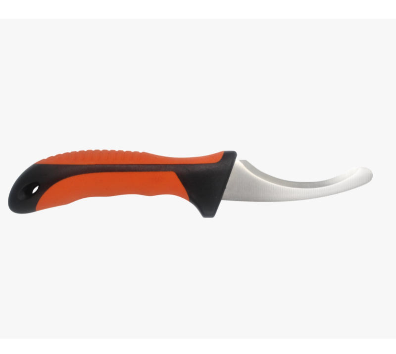 Cuchillo para desollar curvo S1006 con mango de TPR naranja y negro, cuchillo para deshuesar de acer