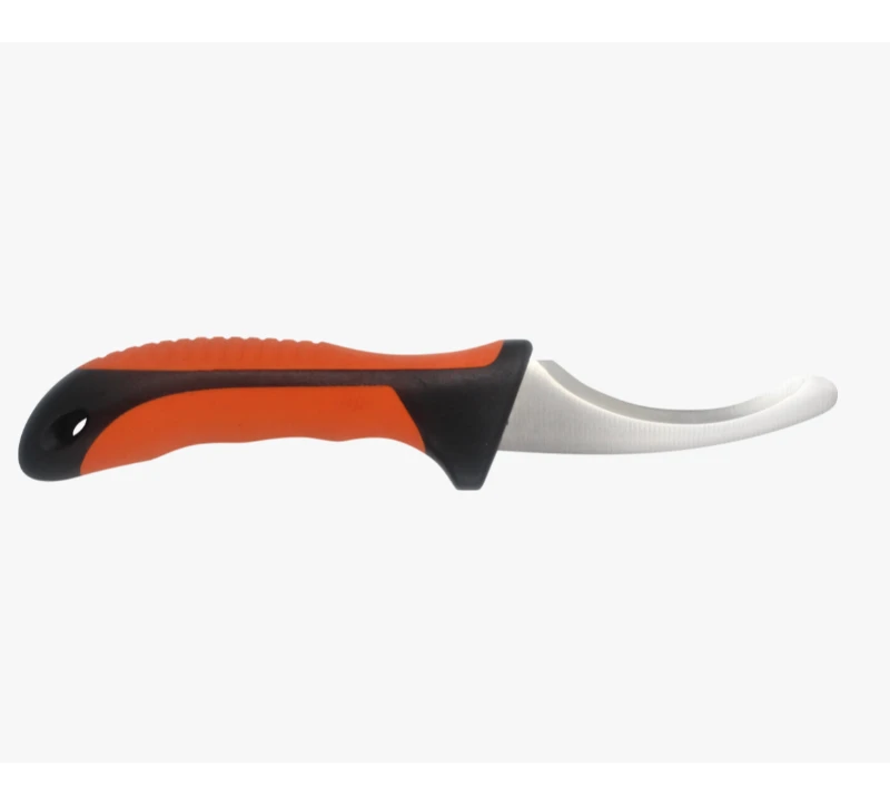 Cuchillo para desollar curvo S1006 con mango de TPR naranja y negro, cuchillo para deshuesar de acer