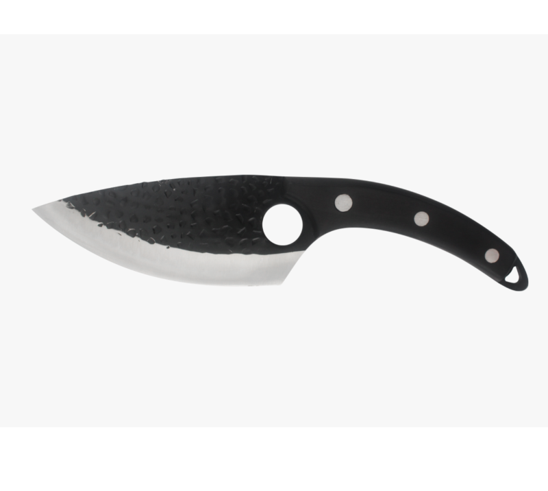 Cuchillo Karambit con mango negro y hoja lavada a la piedra S1008 con anillo para el dedo