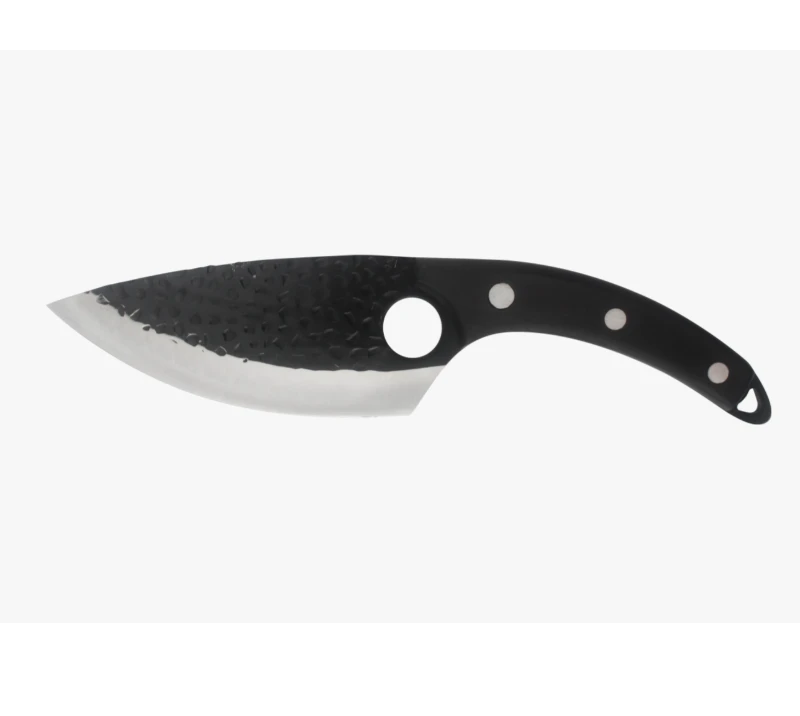 Cuchillo Karambit con mango negro y hoja lavada a la piedra S1008 con anillo para el dedo