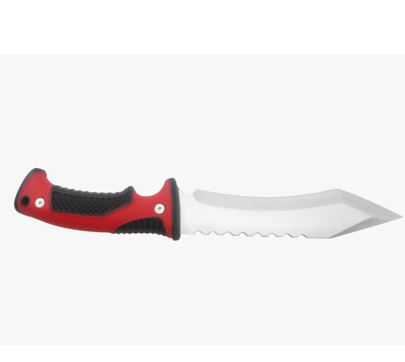 Cuchillo de hoja fija para supervivencia al aire libre con mango rojo S1017, cuchillo de caza para a