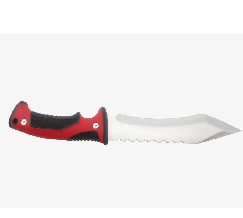 Cuchillo de hoja fija para supervivencia al aire libre con mango rojo S1017, cuchillo de caza para a