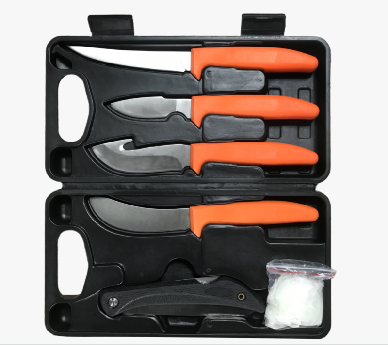 FKS26-08B Juego de 7 cuchillos de caza y pesca con estuche r&iacute;gido, kit de cuchillos de bolsillo con