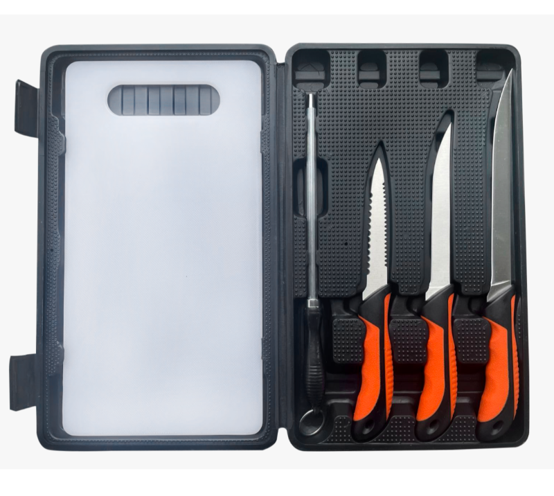 FKS25-06 Juego de cuchillos para exteriores de 6 piezas con tabla de cortar, cuchillos para filetear